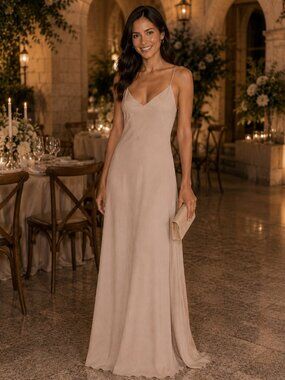 REFORMATION LUMA STONE SPAGHETTI STRAP DRESS